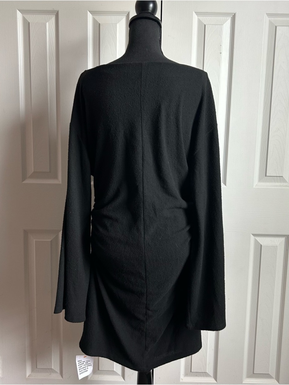 Zara black long sleeve boatneck side cinched mini sweater dress - Picture 5 of 6